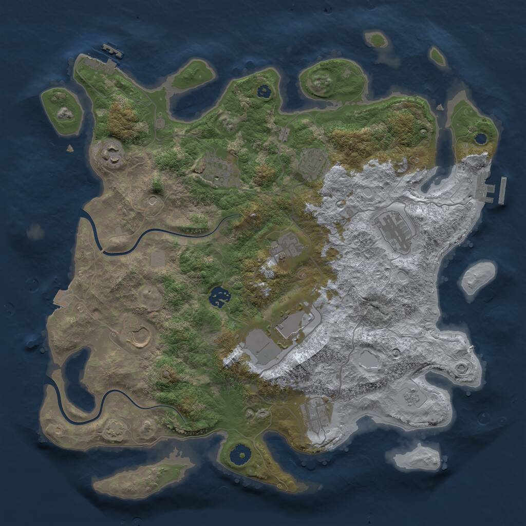Rust Map: Procedural Map, Size: 3850, Seed: 7687180, 15 Monuments