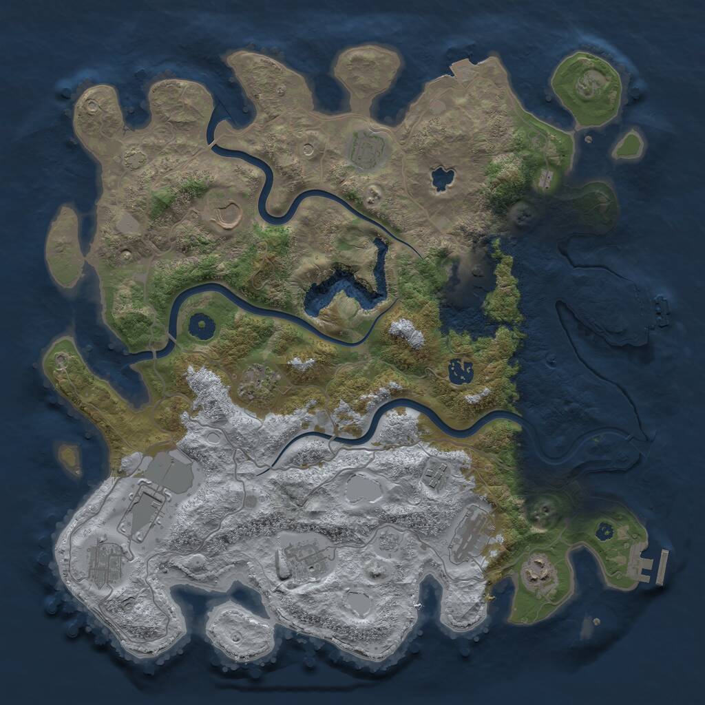 Rust Map: Procedural Map, Size: 4000, Seed: 953681, 17 Monuments