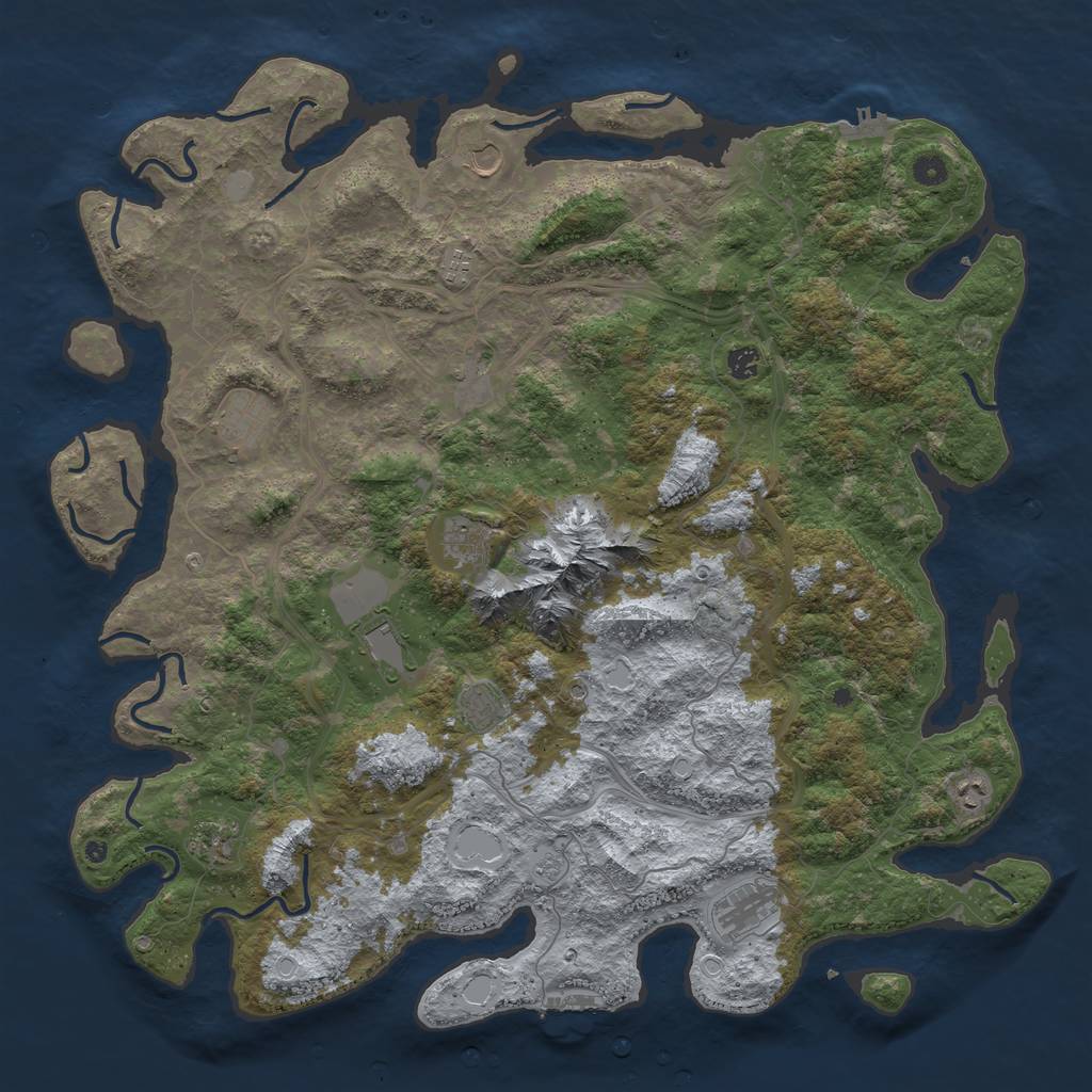 Rust Map: Procedural Map, Size: 5000, Seed: 594785013, 20 Monuments