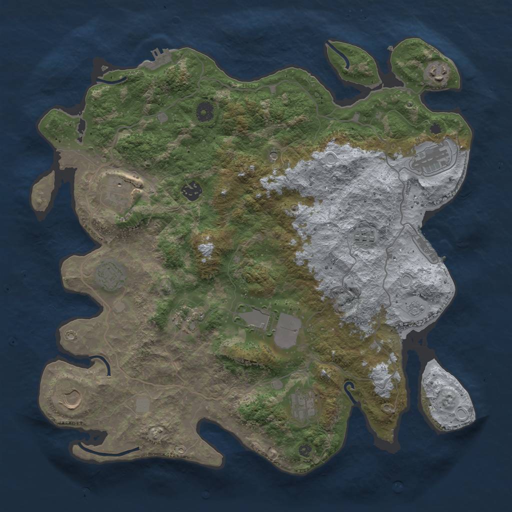 Rust Map: Procedural Map, Size: 4000, Seed: 49021, 19 Monuments