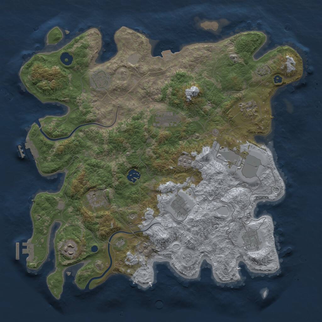 Rust Map: Procedural Map, Size: 3850, Seed: 1532691, 16 Monuments