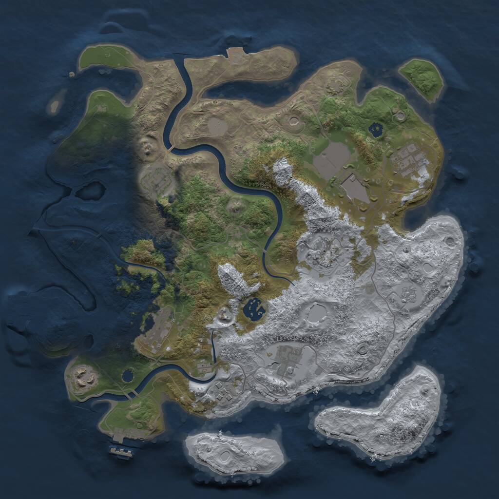 Rust Map: Procedural Map, Size: 3500, Seed: 909007558, 15 Monuments