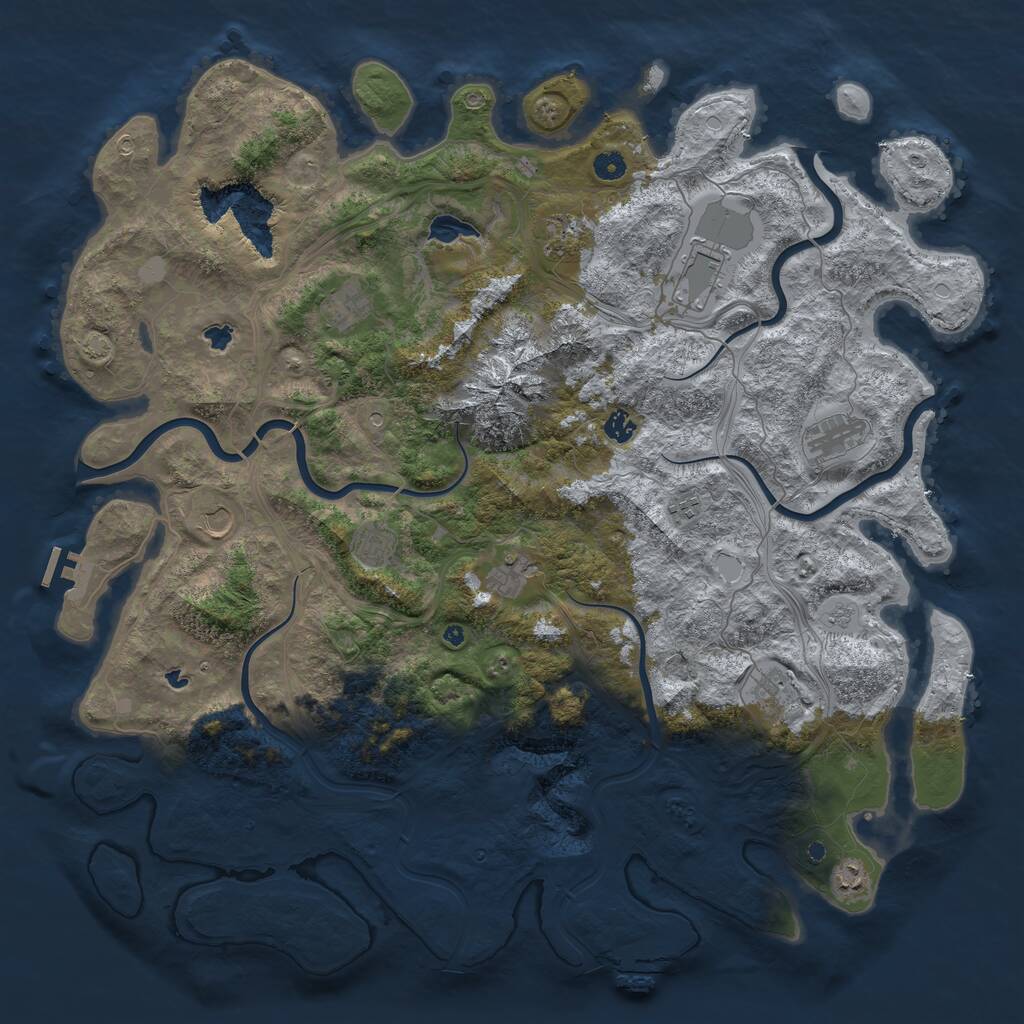 Rust Map: Procedural Map, Size: 5000, Seed: 8384, 17 Monuments