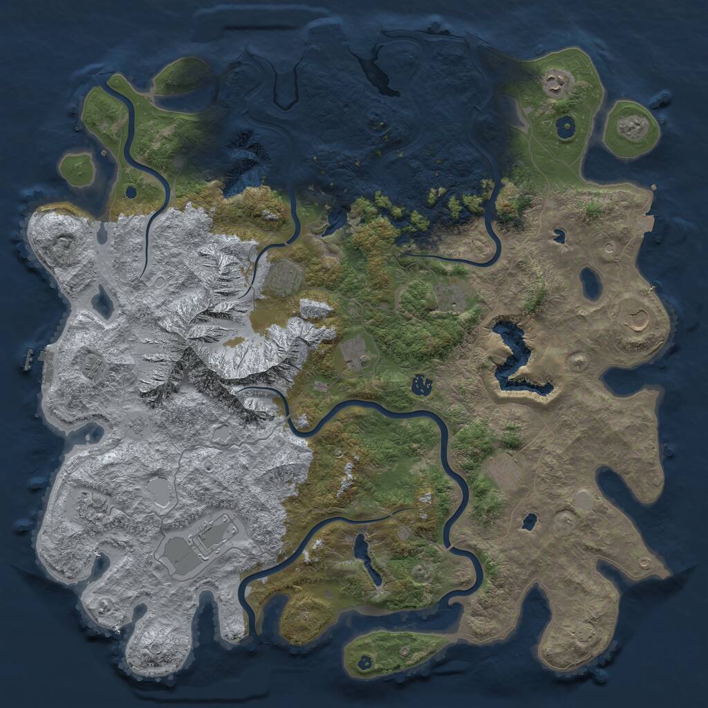 Rust Map: Procedural Map, Size: 5000, Seed: 82277807, 16 Monuments