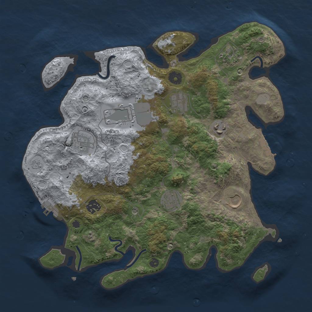 Rust Map: Procedural Map, Size: 3500, Seed: 589023346, 17 Monuments