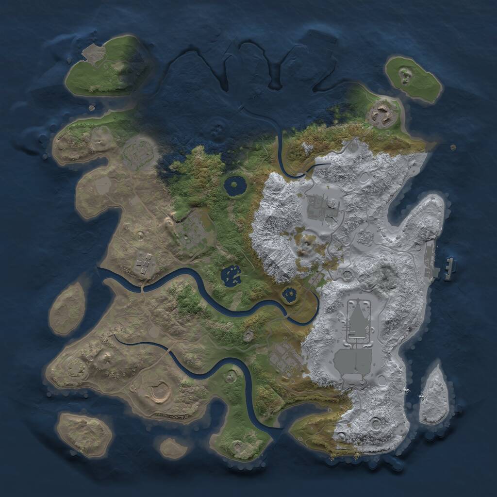 Rust Map: Procedural Map, Size: 3500, Seed: 778267343, 15 Monuments