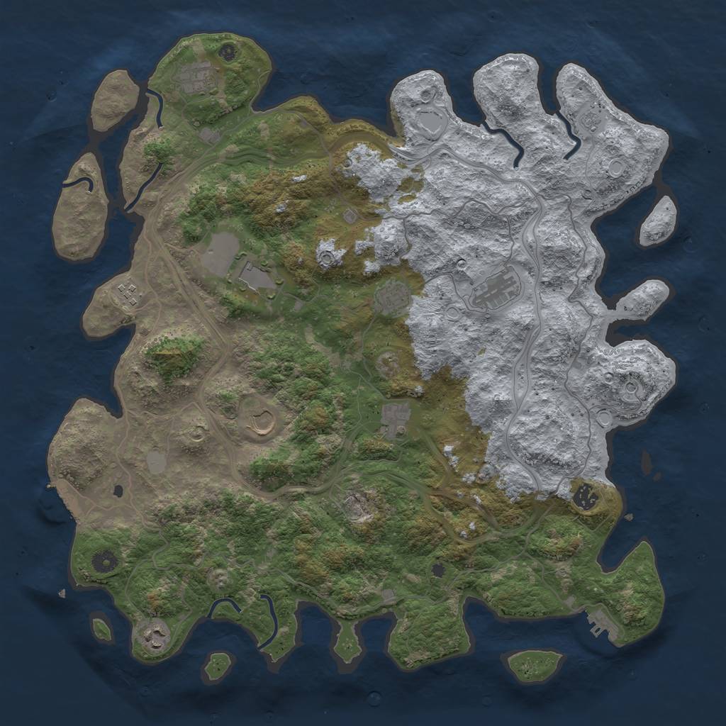 Rust Map: Procedural Map, Size: 4500, Seed: 1999215812, 18 Monuments