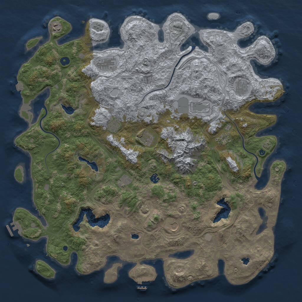 Rust Map: Procedural Map, Size: 5000, Seed: 764622852, 17 Monuments