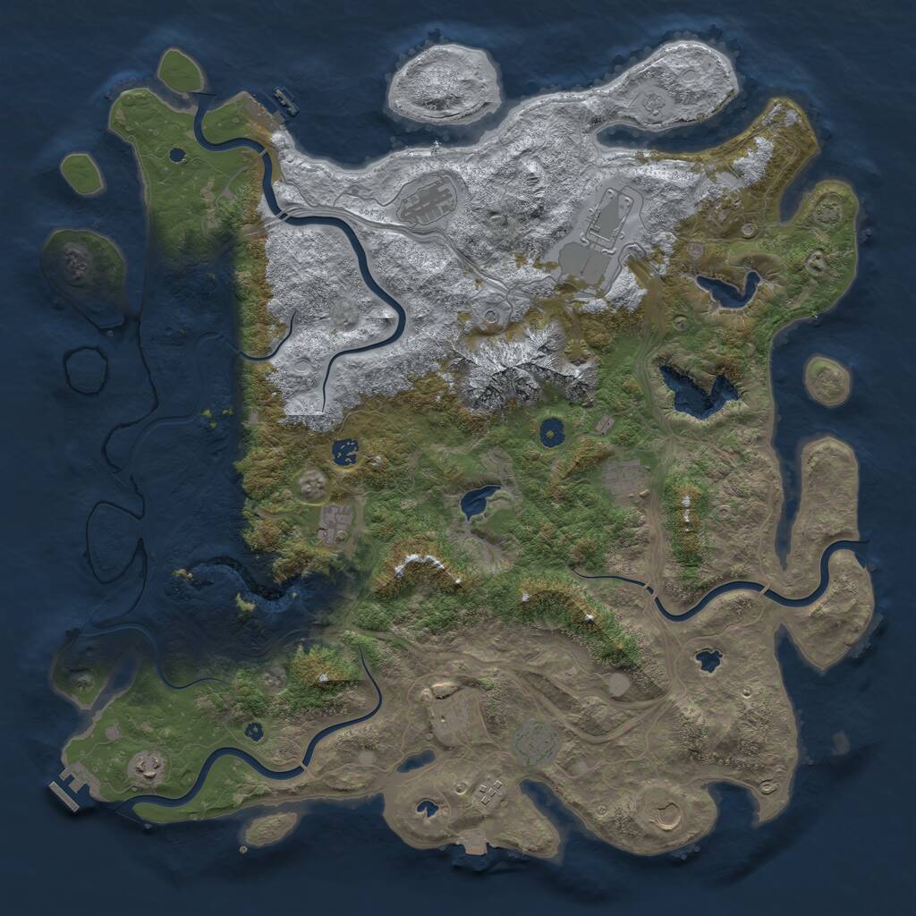 Rust Map: Procedural Map, Size: 5000, Seed: 37789923, 17 Monuments