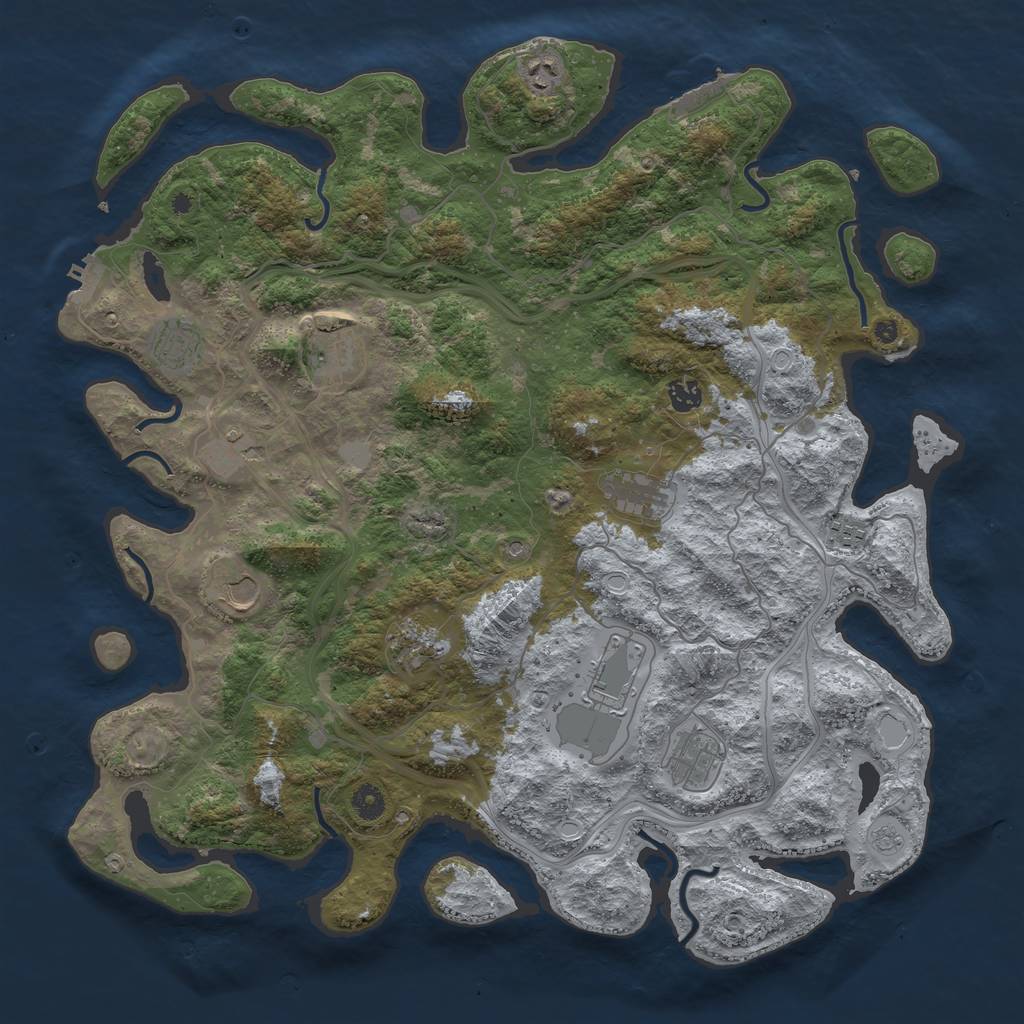 Rust Map: Procedural Map, Size: 4500, Seed: 2064963391, 20 Monuments