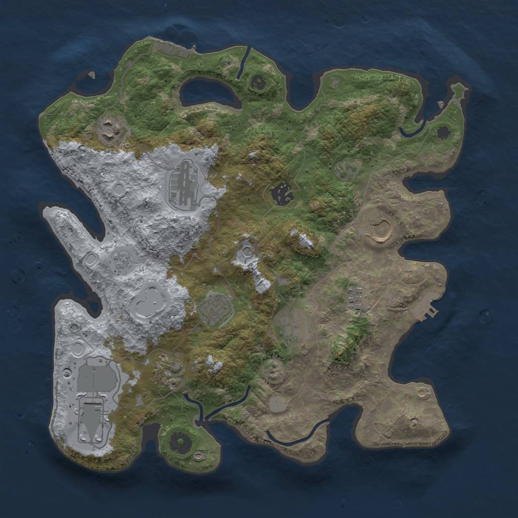 Rust Map: Procedural Map, Size: 3500, Seed: 1396848195, 18 Monuments