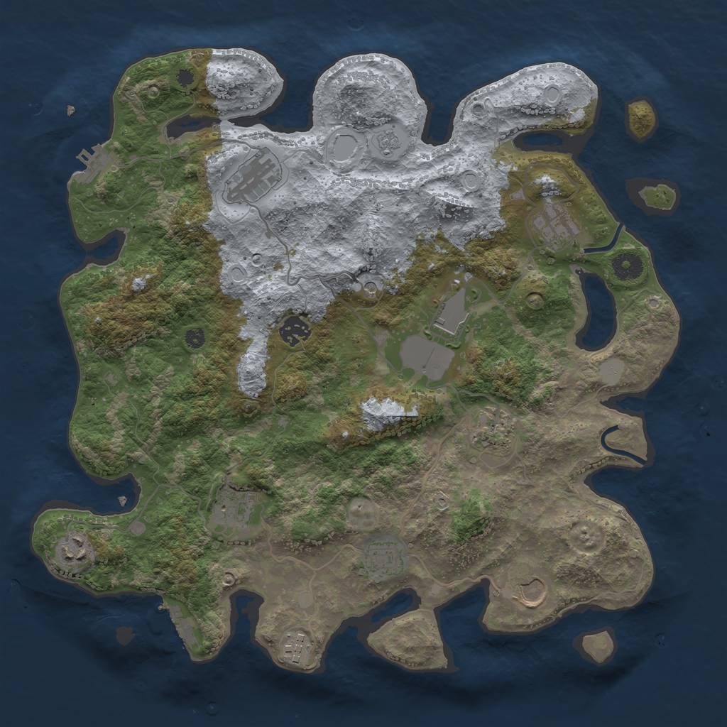 Rust Map: Procedural Map, Size: 3750, Seed: 38571, 19 Monuments
