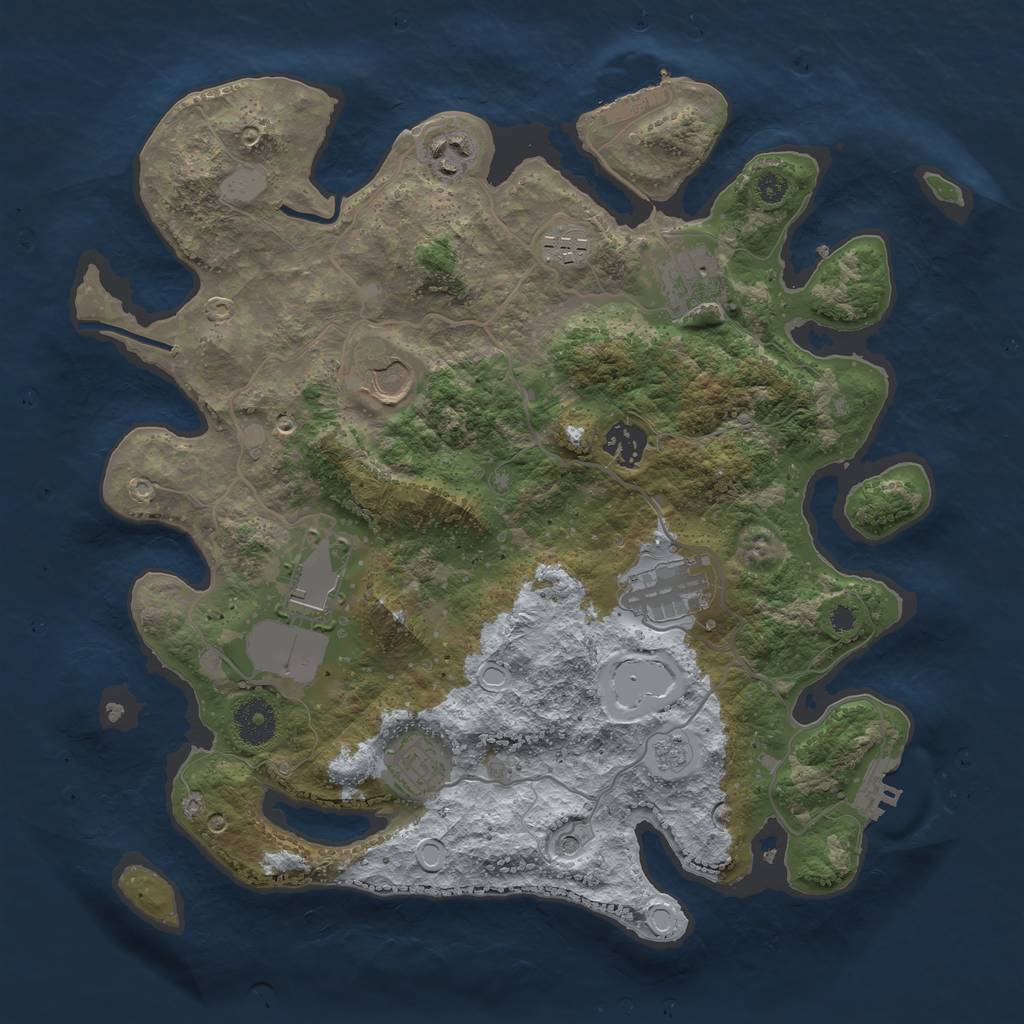 Rust Map: Procedural Map, Size: 3500, Seed: 748491107, 17 Monuments