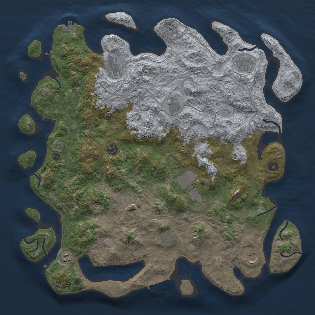 Rust Map: Procedural Map, Size: 4500, Seed: 2062448283, 20 Monuments