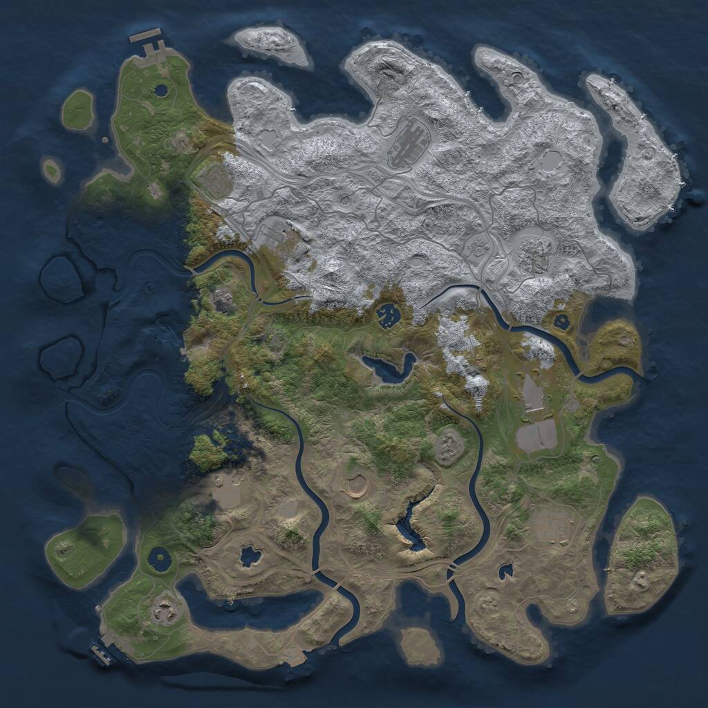 Rust Map: Procedural Map, Size: 4500, Seed: 2062448283, 17 Monuments
