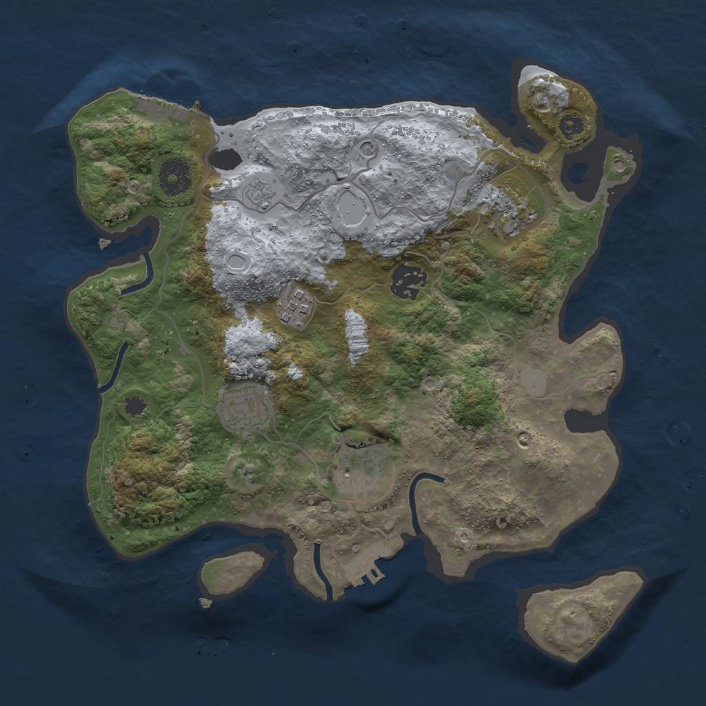 Rust Map: Procedural Map, Size: 3000, Seed: 1838481848, 14 Monuments