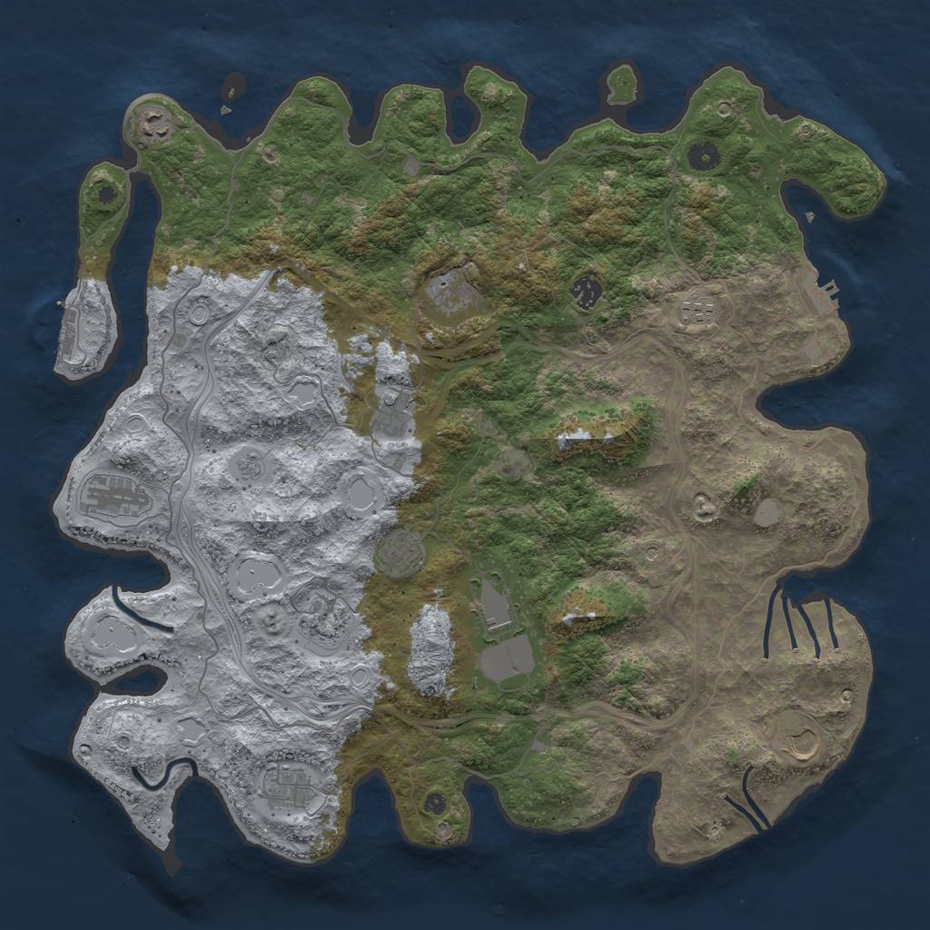 Rust Map: Procedural Map, Size: 4500, Seed: 688873142, 20 Monuments