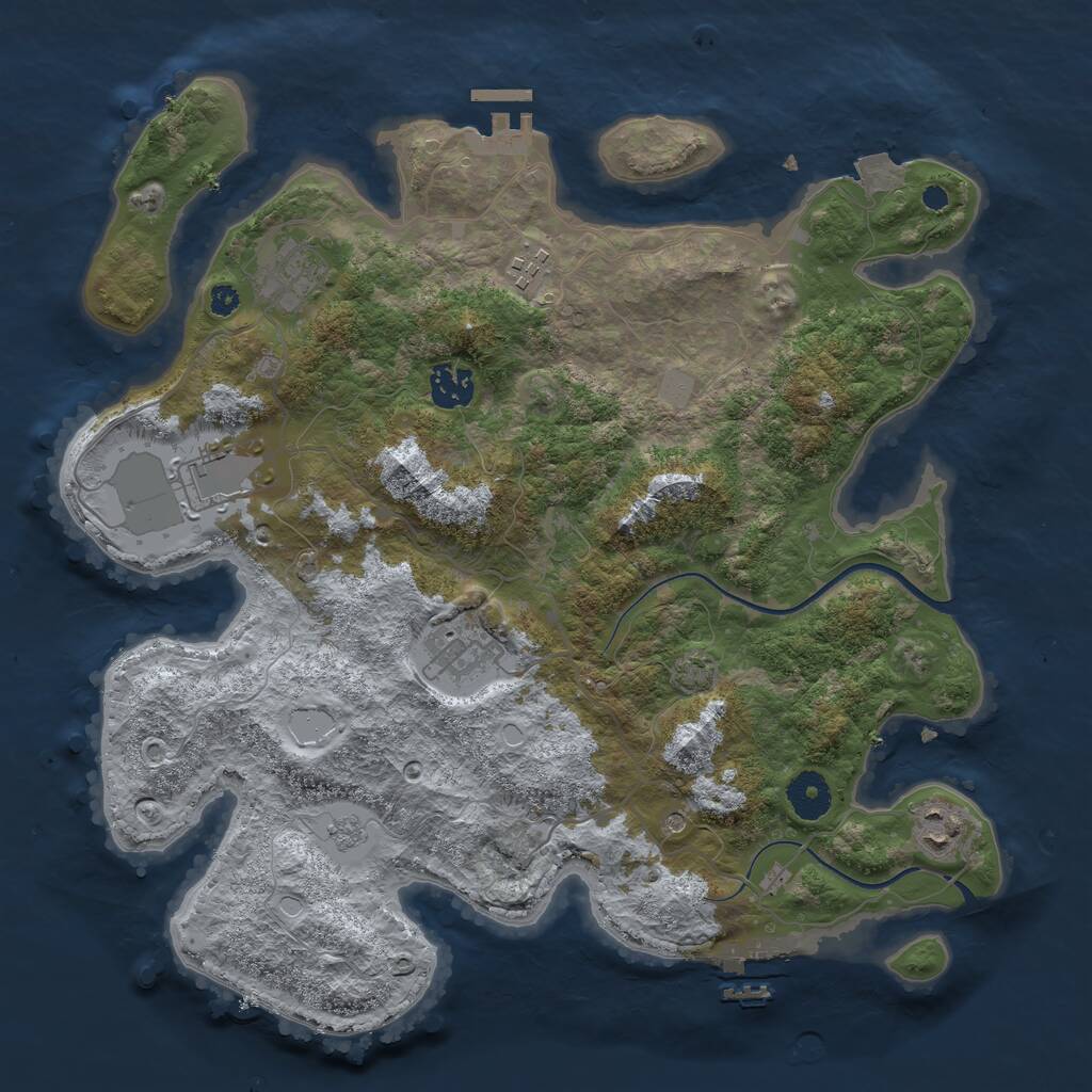Rust Map: Procedural Map, Size: 3600, Seed: 54909246, 12 Monuments