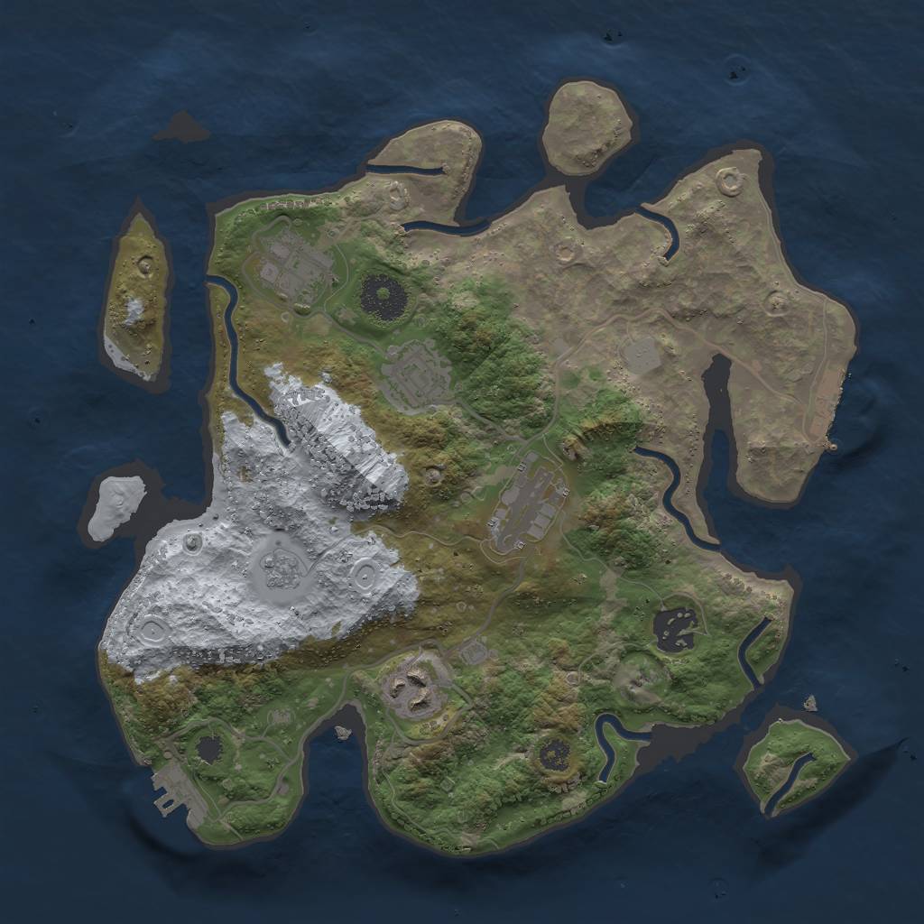 Rust Map: Procedural Map, Size: 3000, Seed: 681982, 13 Monuments