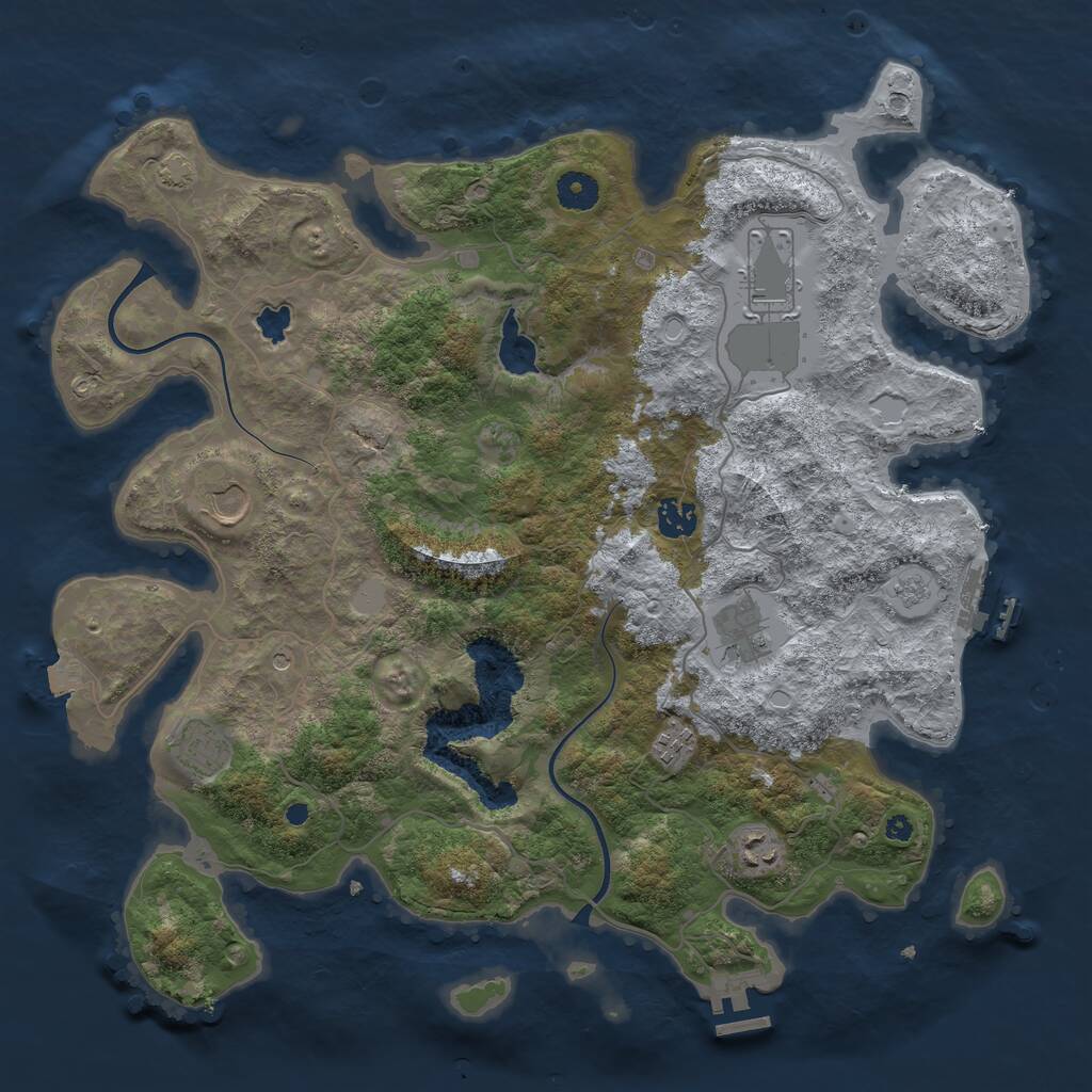Rust Map: Procedural Map, Size: 4000, Seed: 91407757, 13 Monuments