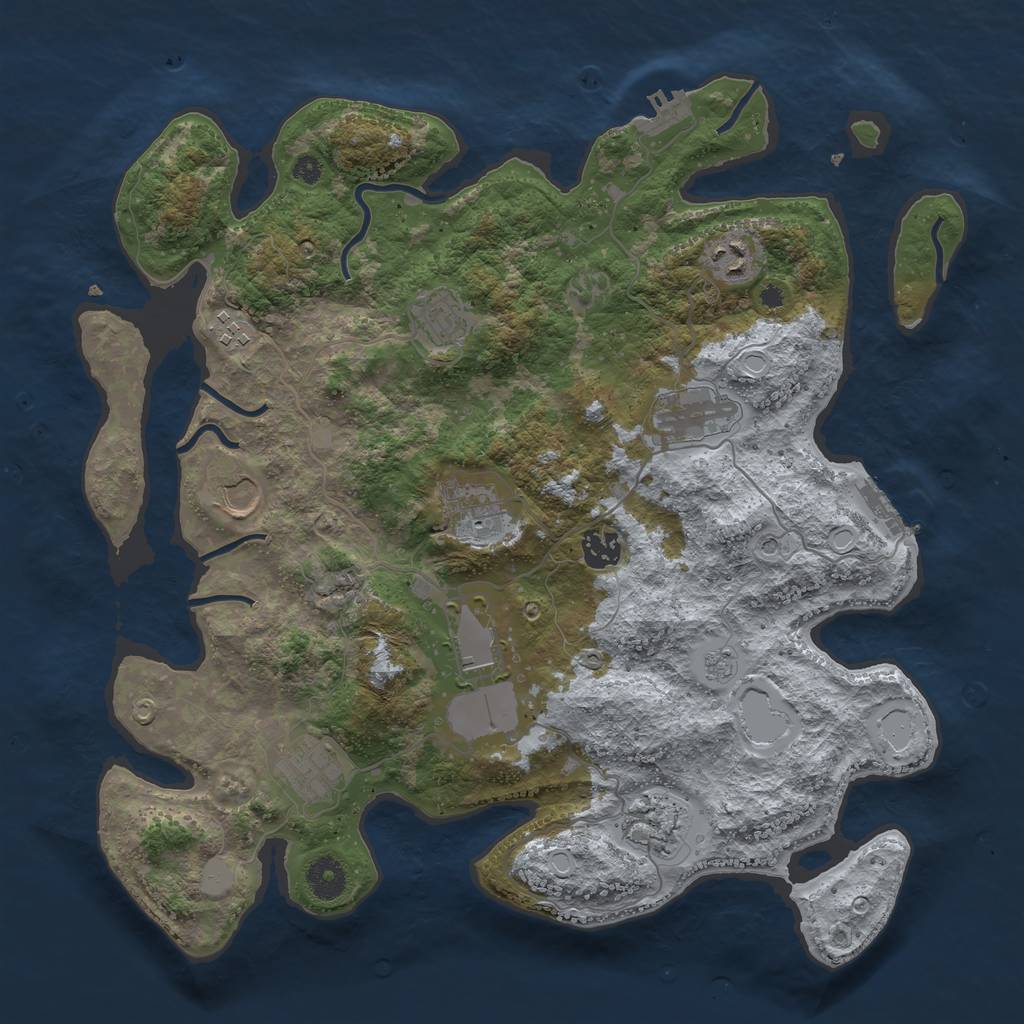 Rust Map: Procedural Map, Size: 3800, Seed: 10301, 19 Monuments