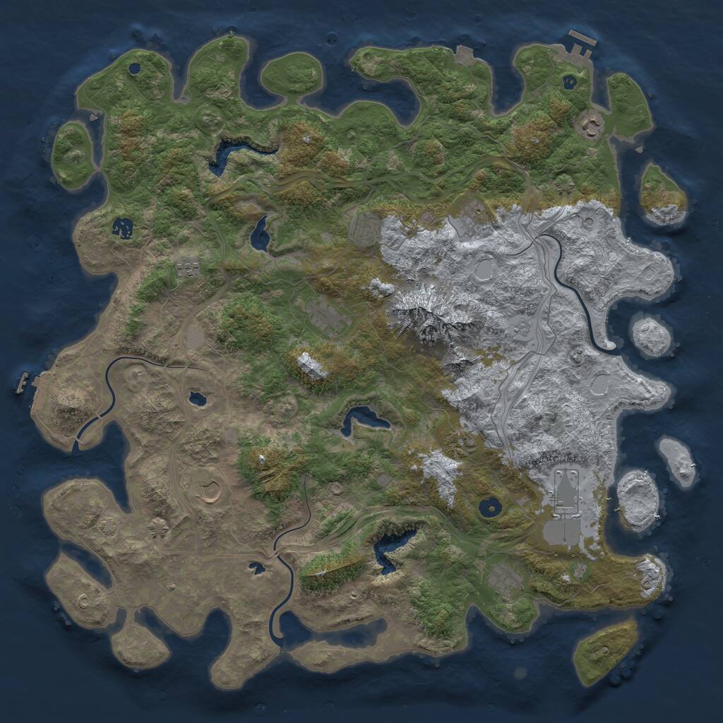 Rust Map: Procedural Map, Size: 5000, Seed: 333333, 16 Monuments