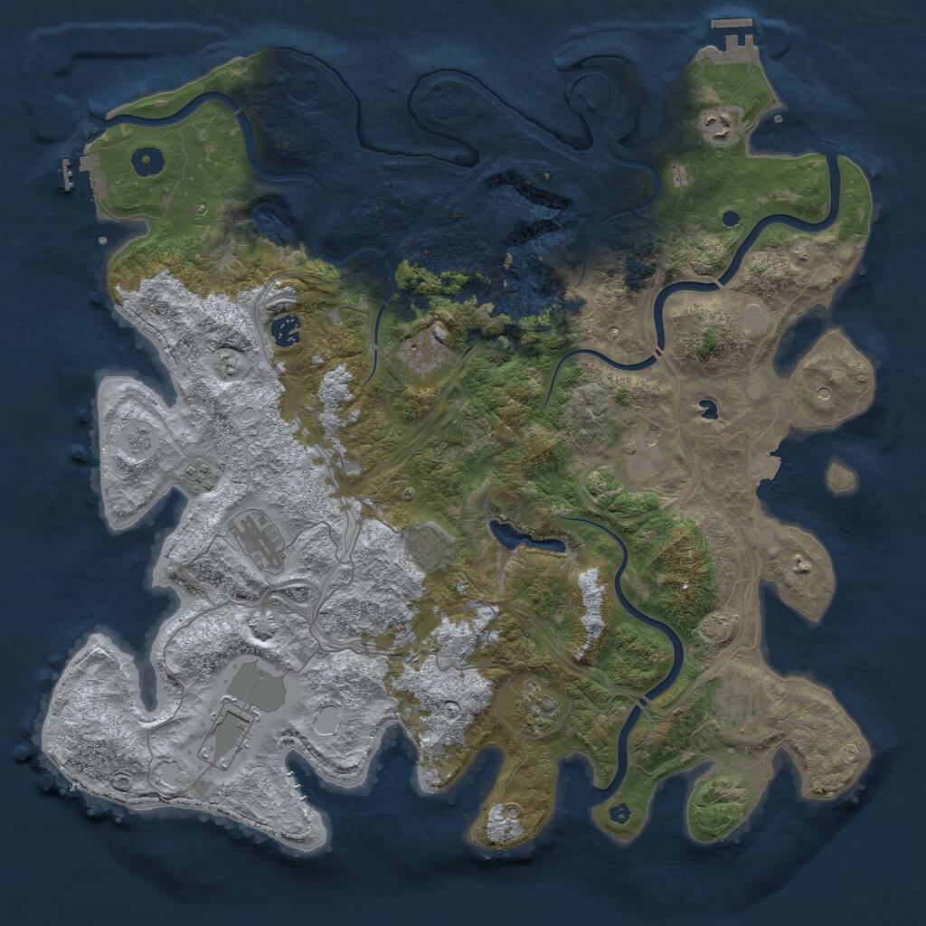 Rust Map: Procedural Map, Size: 4500, Seed: 2036714816, 16 Monuments