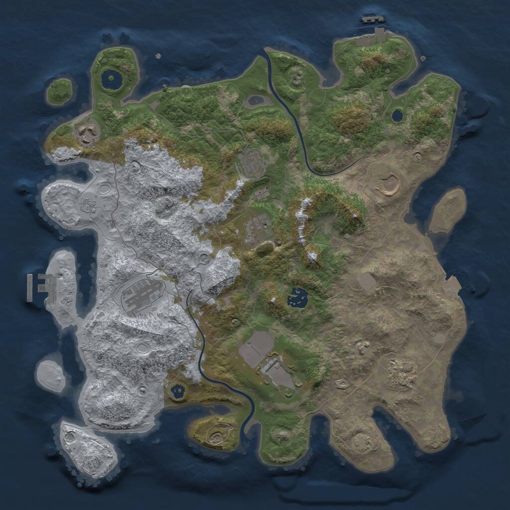 Rust Map: Procedural Map, Size: 3700, Seed: 735649568, 14 Monuments