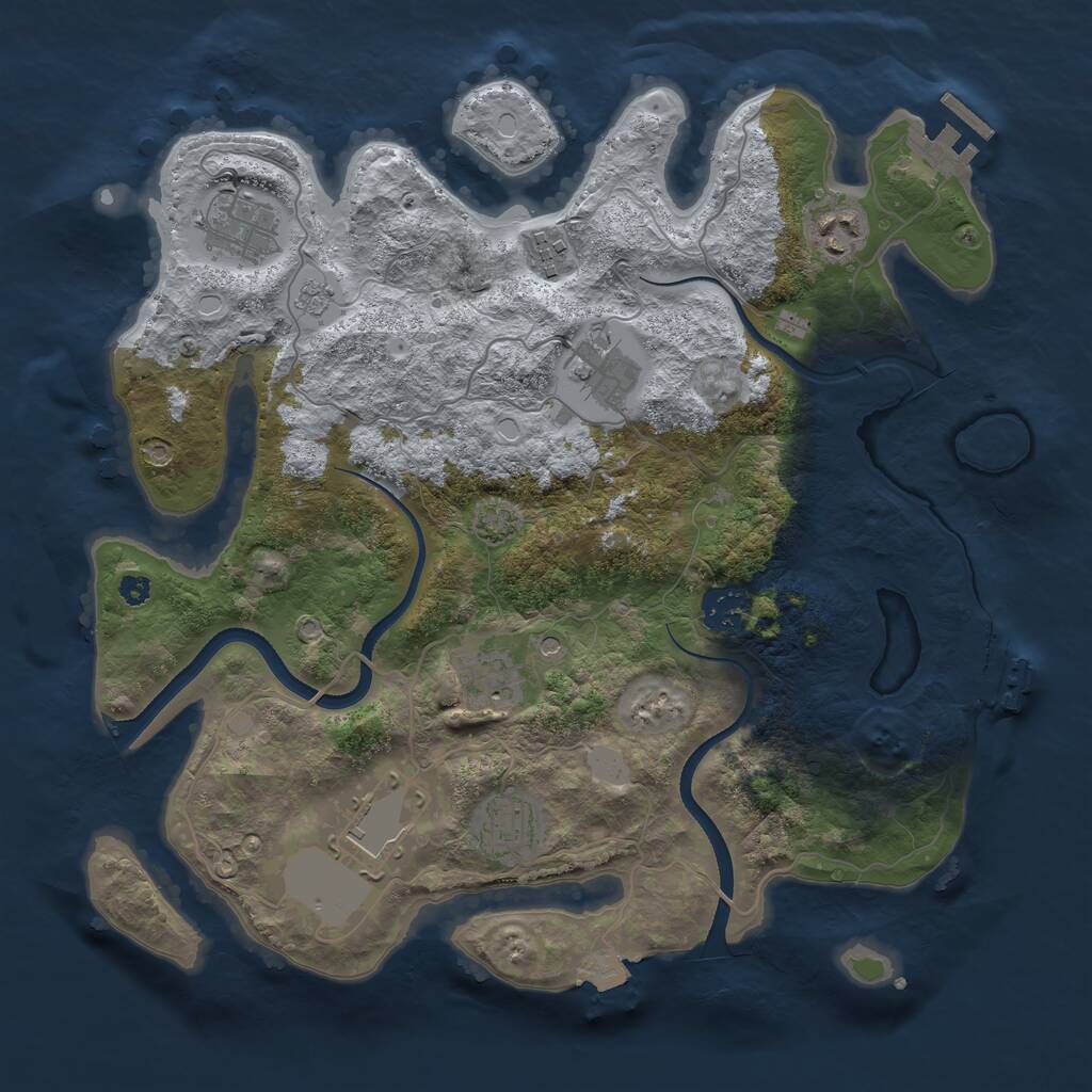 Rust Map: Procedural Map, Size: 3500, Seed: 76633355, 14 Monuments