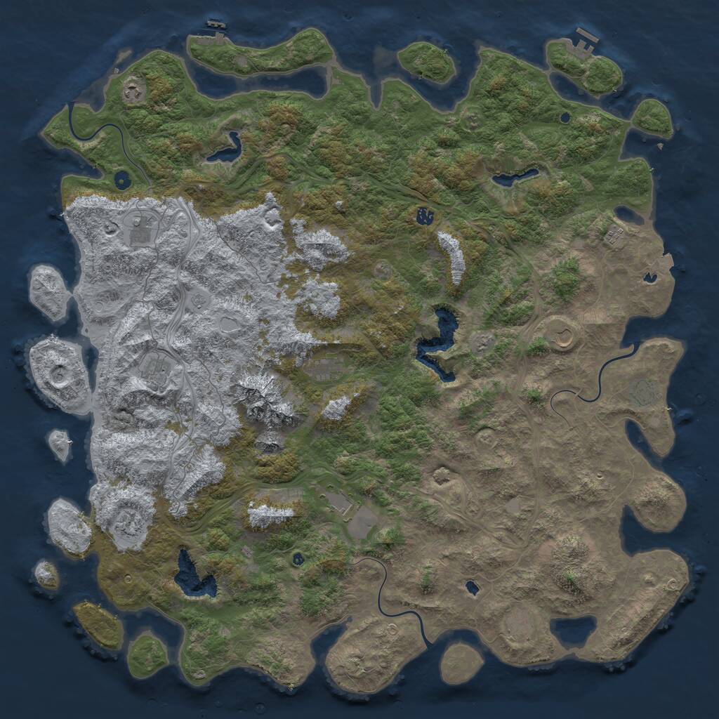 Rust Map: Procedural Map, Size: 6000, Seed: 45635466, 17 Monuments