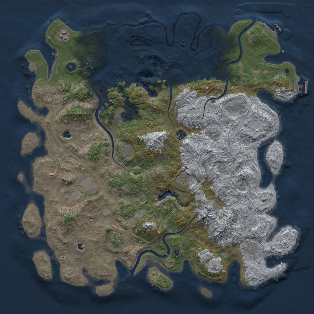Rust Map: Procedural Map, Size: 5000, Seed: 70088123, 17 Monuments