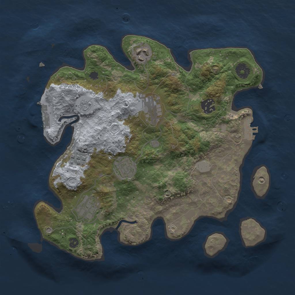 Rust Map: Procedural Map, Size: 3000, Seed: 235345345, 14 Monuments