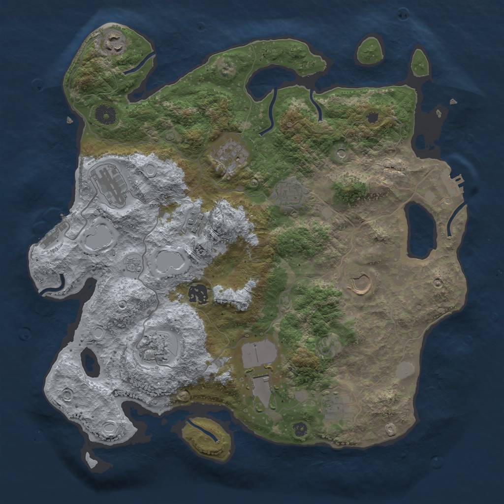Rust Map: Procedural Map, Size: 3700, Seed: 2074147552, 19 Monuments
