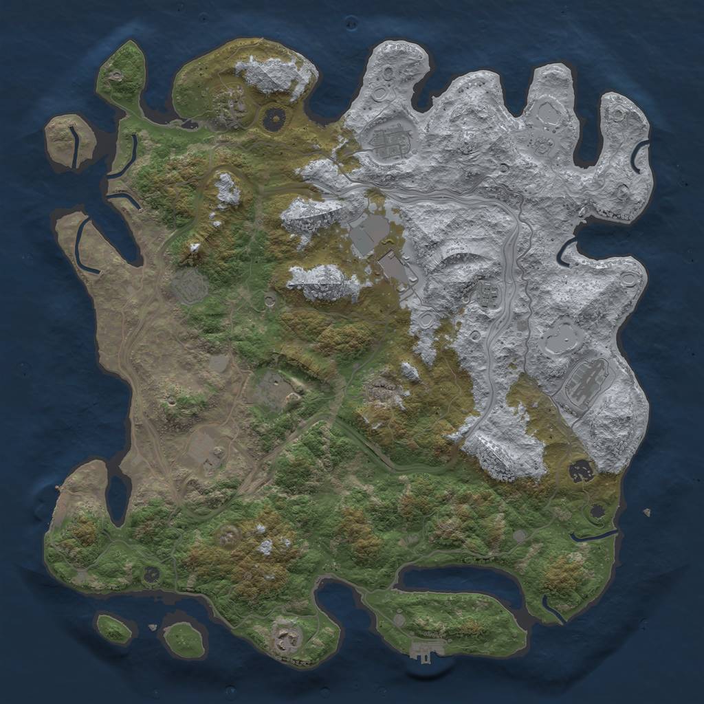 Rust Map: Procedural Map, Size: 4500, Seed: 1384732748, 17 Monuments