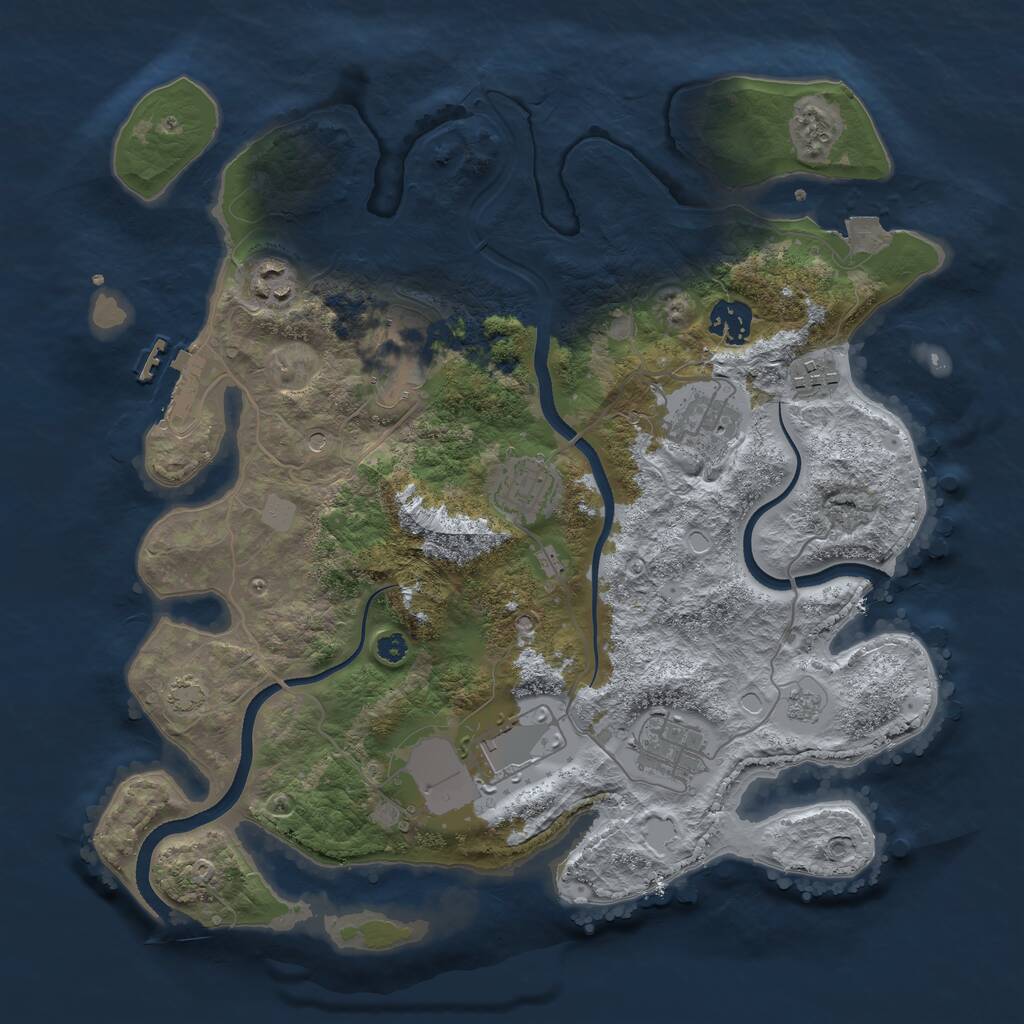 Rust Map: Procedural Map, Size: 3500, Seed: 1202227598, 13 Monuments