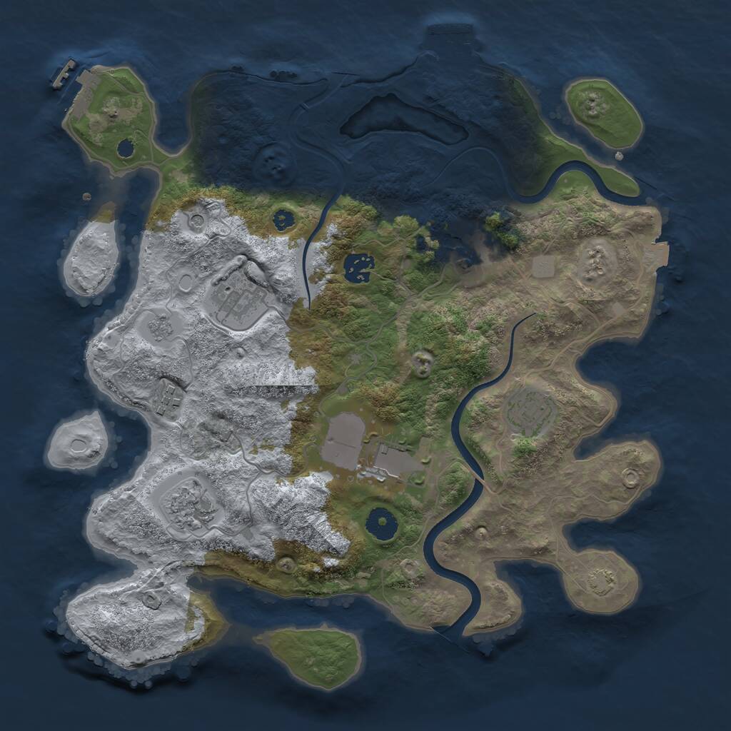 Rust Map: Procedural Map, Size: 3500, Seed: 3246833, 13 Monuments