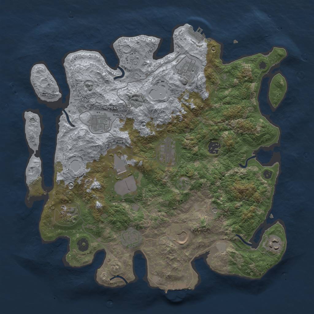 Rust Map: Procedural Map, Size: 3750, Seed: 641816598, 18 Monuments