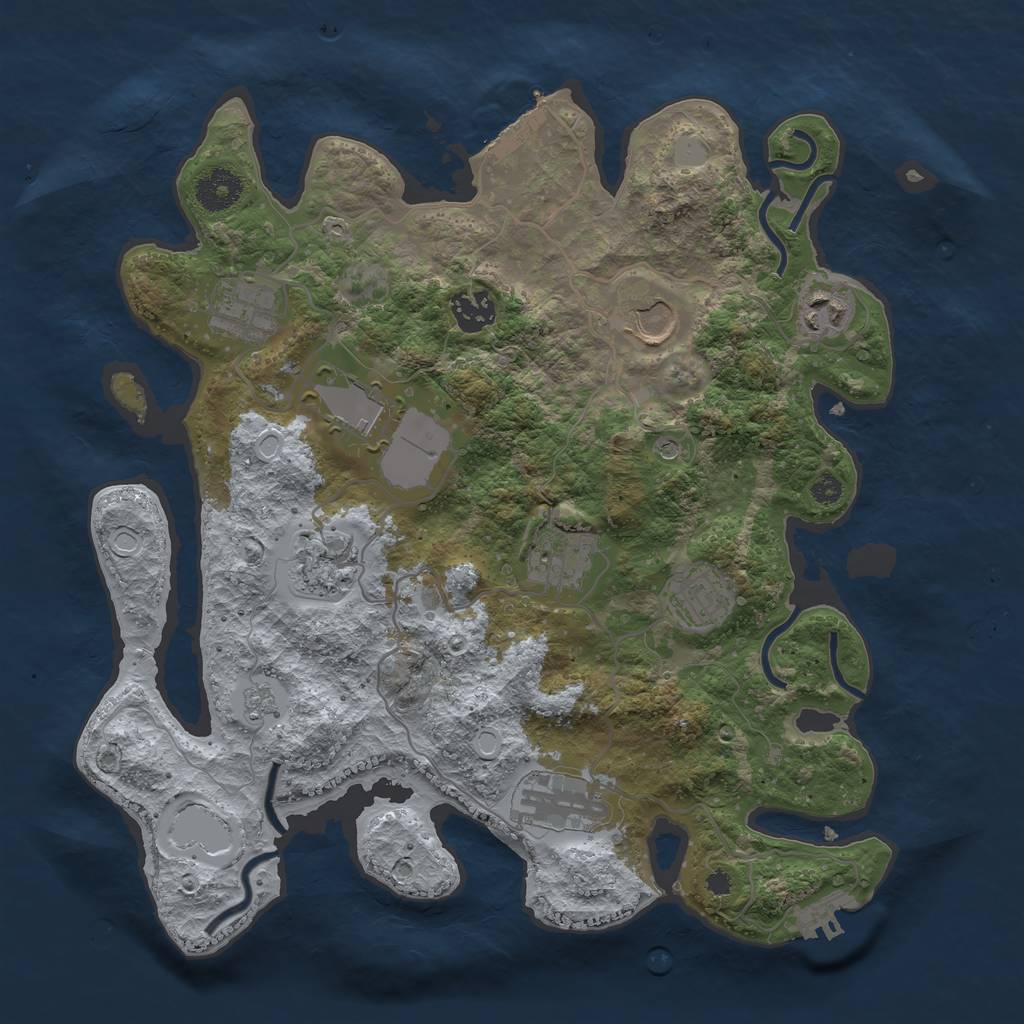 Rust Map: Procedural Map, Size: 3500, Seed: 825120516, 18 Monuments