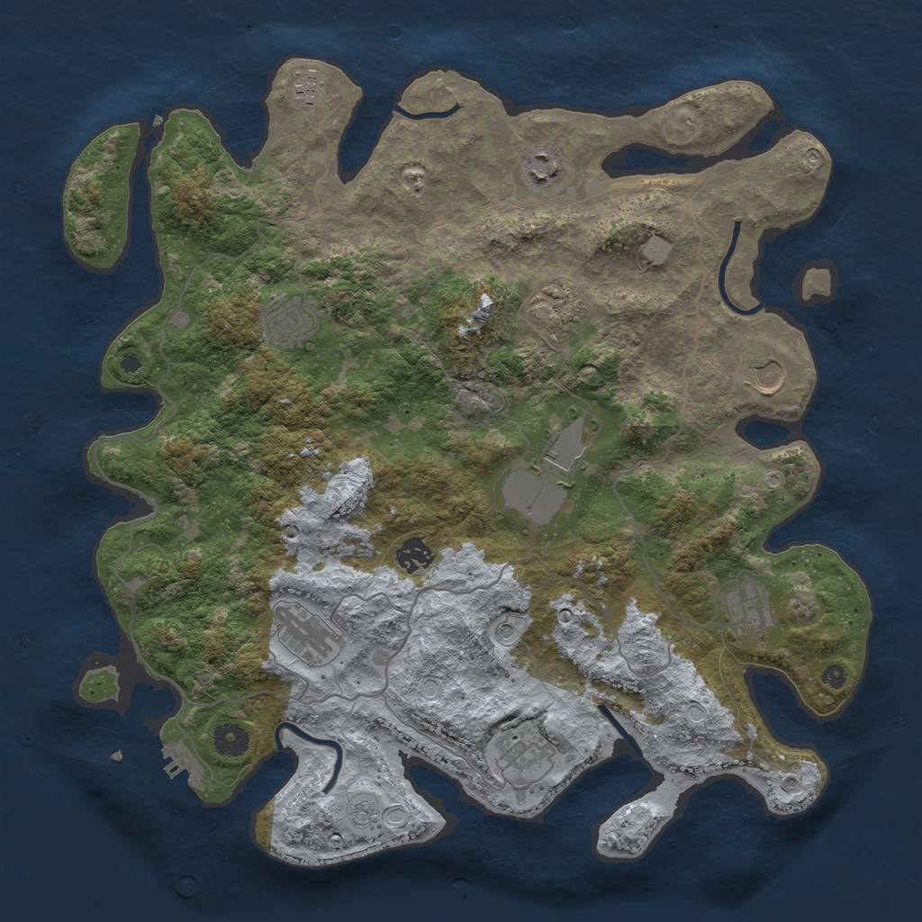 Rust Map: Procedural Map, Size: 4000, Seed: 1174618713, 16 Monuments