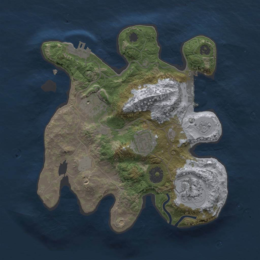 Rust Map: Procedural Map, Size: 2500, Seed: 1917, 9 Monuments