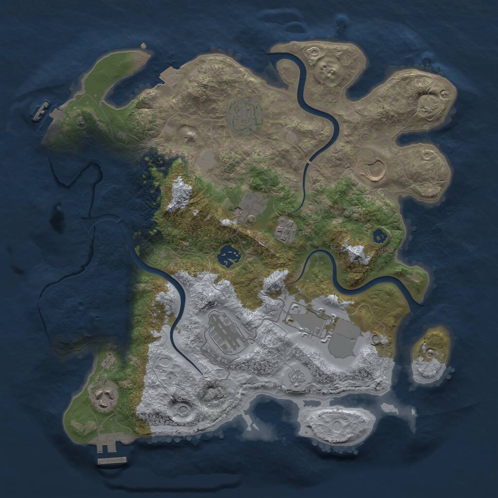 Rust Map: Procedural Map, Size: 3500, Seed: 76538, 14 Monuments
