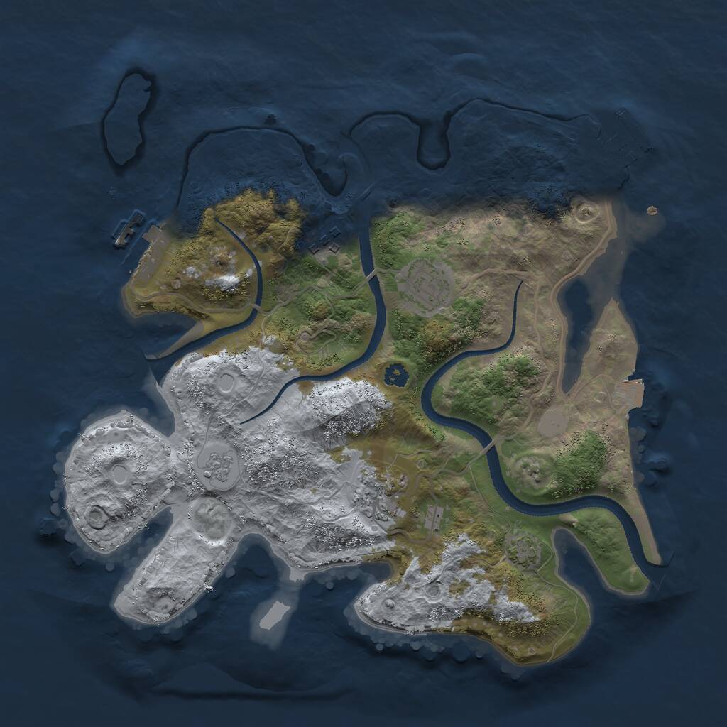 Rust Map: Procedural Map, Size: 3000, Seed: 19496, 8 Monuments