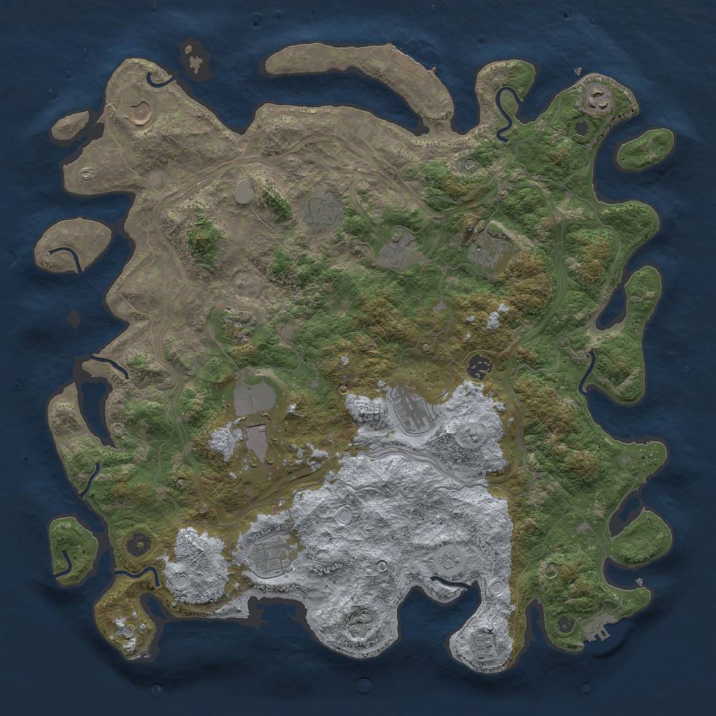 Rust Map: Procedural Map, Size: 4500, Seed: 1333061965, 20 Monuments