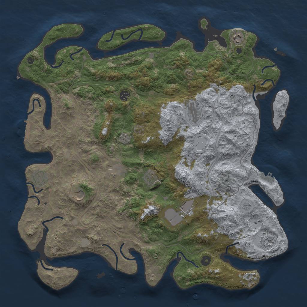 Rust Map: Procedural Map, Size: 4550, Seed: 661089662, 19 Monuments