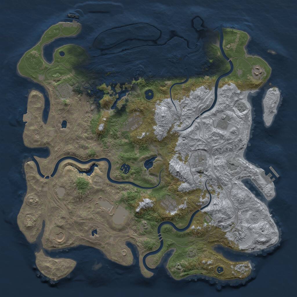 Rust Map: Procedural Map, Size: 4550, Seed: 661089662, 17 Monuments