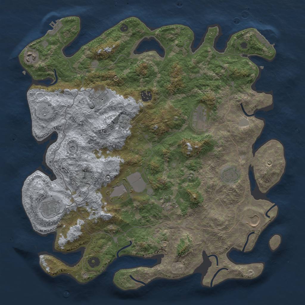 Rust Map: Procedural Map, Size: 4000, Seed: 829529998, 19 Monuments