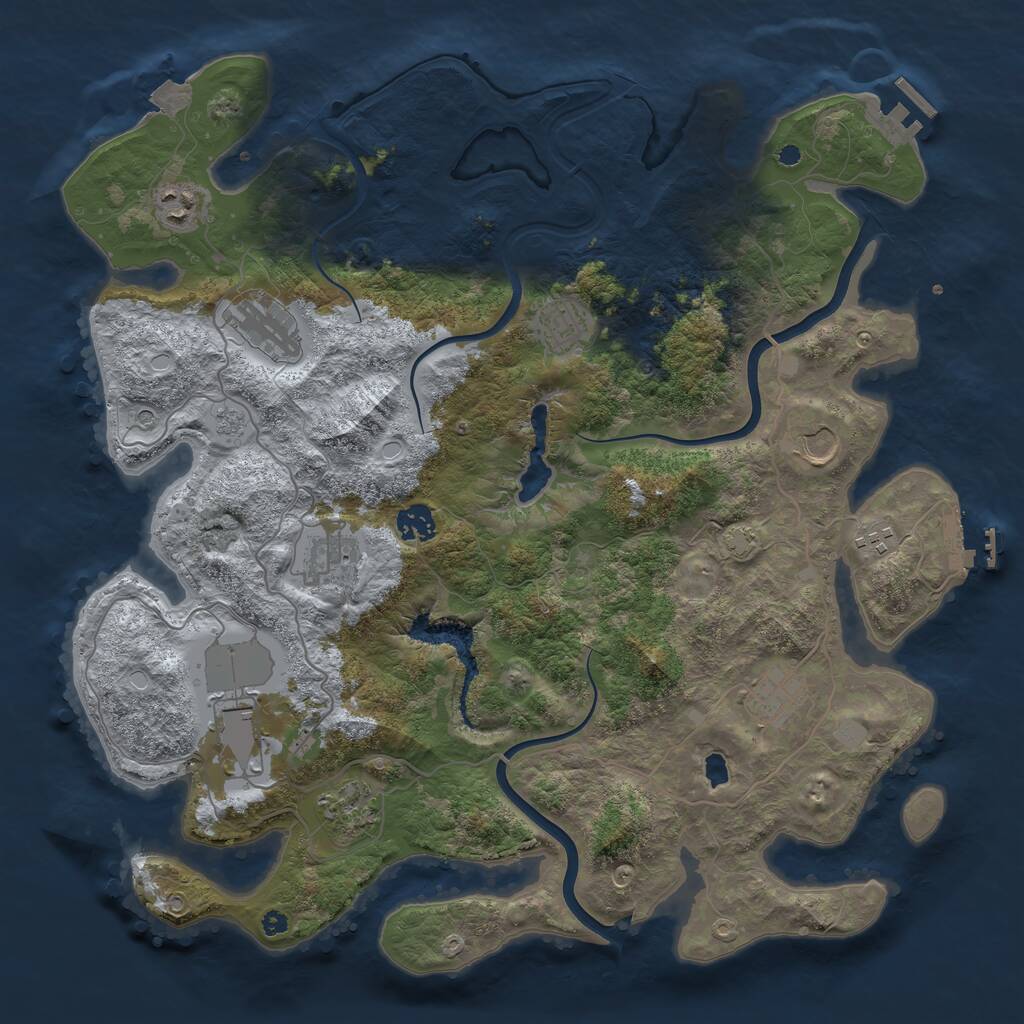 Rust Map: Procedural Map, Size: 4000, Seed: 829529998, 16 Monuments