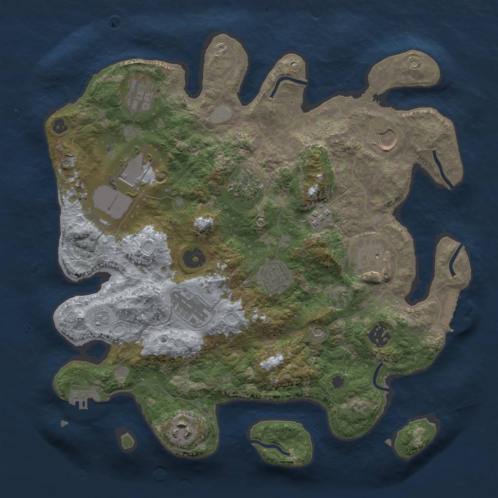 Rust Map: Procedural Map, Size: 3500, Seed: 513532771, 19 Monuments