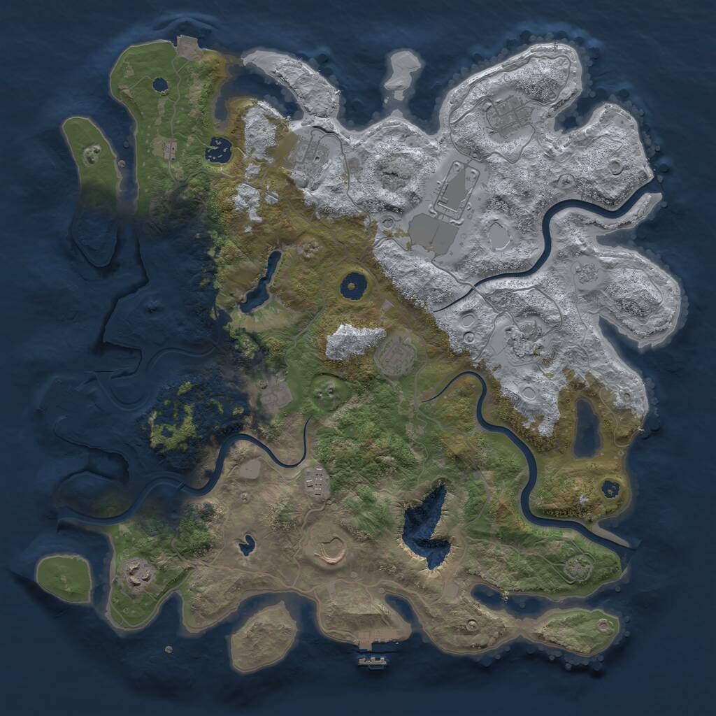 Rust Map: Procedural Map, Size: 4050, Seed: 1400222305, 16 Monuments