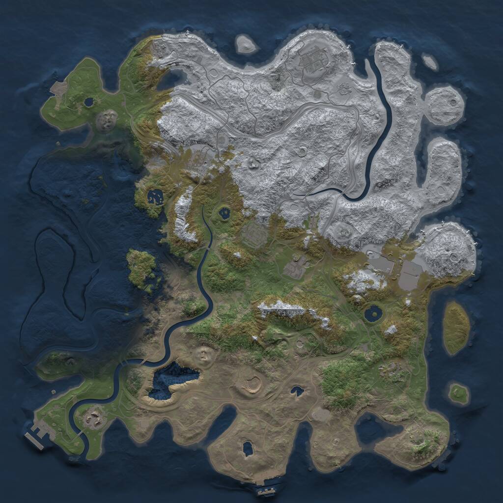 Rust Map: Procedural Map, Size: 4500, Seed: 10501, 16 Monuments